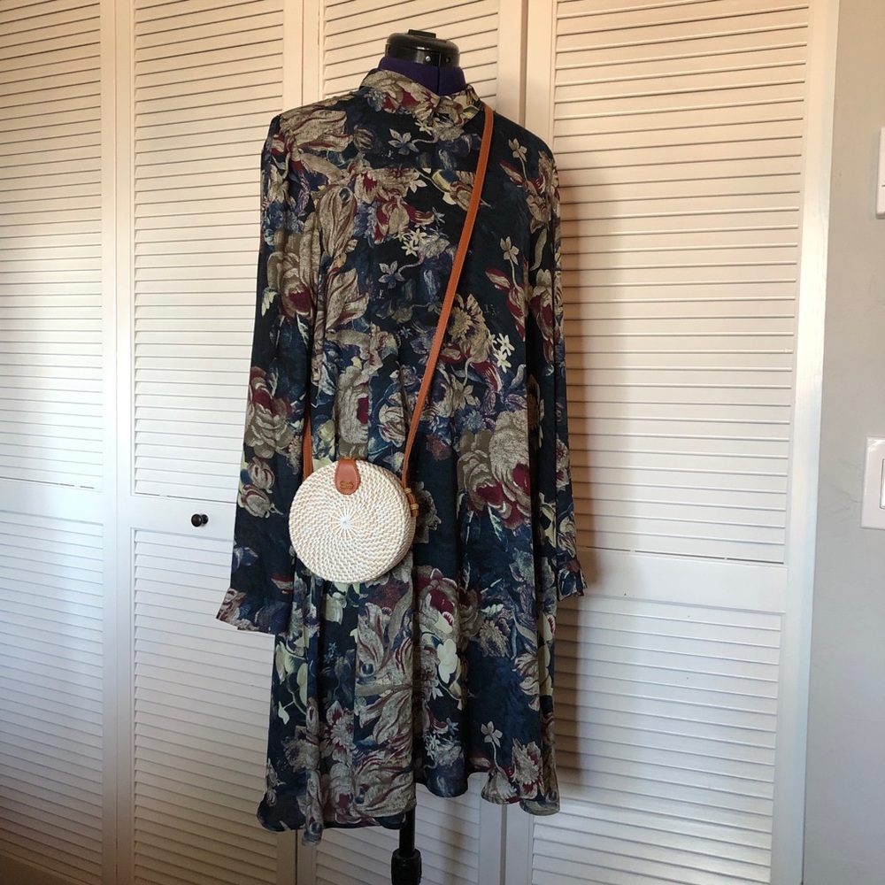 Flower print long sleeve dress